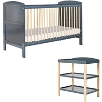 Ickle Bubba Coleby Classic Cot Bed and Open Changer,  Scandi Grey