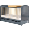 Ickle Bubba Coleby Classic Cot Bed,  Under Drawer and Cot Top Changer,  Scandi Grey and Pine