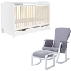 Ickle Bubba Coleby Classic Cot Bed,  Under Drawer,  Cot Top Changer and Dursley Rocking Chair,  Scandi White