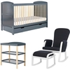 Ickle Bubba Coleby Classic Cot Bed,  Under Drawer,  Open Changer and Dursley Rocking Chair,  Scandi Grey