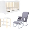Ickle Bubba Coleby Classic Cot Bed,  Under Drawer,  Open Changer and Dursley Rocking Chair,  Scandi White