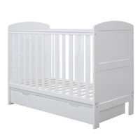 Ickle Bubba Coleby Mini Cot Bed & Under Drawer,  White