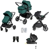 Ickle Bubba Comet All-in-One i-Size Travel System with ISOFIX Base,  Black / Teal / Black