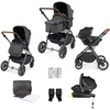 Ickle Bubba Cosmo All-in-One i-Size Travel System with ISOFIX Base,  Black / Graphite Grey / Tan