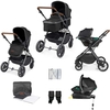 Ickle Bubba Cosmo All-in-One i-Size Travel System with ISOFIX Base,  Gunmetal / Black / Tan