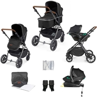 Ickle Bubba Cosmo All-in-One i-Size Travel System with ISOFIX Base,  Gunmetal / Black / Tan