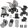 Ickle Bubba Stomp Luxe All-in-One Premium i-Size Travel System with ISOFIX Base,  Black / Pearl Grey / Tan
