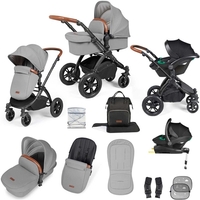 Ickle Bubba Stomp Luxe All-in-One Premium i-Size Travel System with ISOFIX Base,  Black / Pearl Grey / Tan