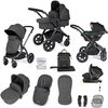 Ickle Bubba Stomp Luxe All-in-One Premium i-Size Travel System with ISOFIX Base,  Black / Charcoal Grey / Black