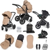 Ickle Bubba Stomp Luxe All-in-One Premium i-Size Travel System with ISOFIX Base,  Black / Desert / Black