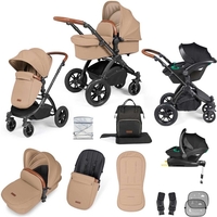 Ickle Bubba Stomp Luxe All-in-One Premium i-Size Travel System with ISOFIX Base,  Black / Desert / Tan