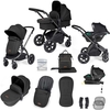 Ickle Bubba Stomp Luxe All-in-One Premium i-Size Travel System with ISOFIX Base,  Black / Midnight / Black