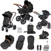Ickle Bubba Stomp Luxe All-in-One Premium i-Size Travel System with ISOFIX Base,  Black / Midnight / Tan