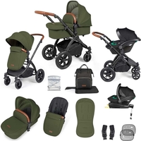 Ickle Bubba Stomp Luxe All-in-One Premium i-Size Travel System with ISOFIX Base,  Black / Woodland / Tan