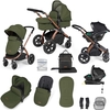 Ickle Bubba Stomp Luxe All-in-One Premium i-Size Travel System with ISOFIX Base,  Bronze / Woodland / Black