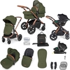Ickle Bubba Stomp Luxe All-in-One Premium i-Size Travel System with ISOFIX Base,  Bronze / Woodland / Tan