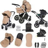 Ickle Bubba Stomp Luxe All-in-One Premium i-Size Travel System with ISOFIX Base,  Silver / Desert / Black