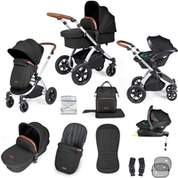 Ickle Bubba Stomp Luxe All-in-One Premium i-Size Travel System with ISOFIX Base,  Silver / Midnight / Tan