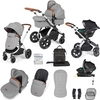 Ickle Bubba Stomp Luxe All-in-One Premium i-Size Travel System with ISOFIX Base,  Silver / Pearl Grey / Tan