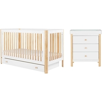 Ickle Bubba Tenby Cot Bed,  Under Drawer and Changing Unit,  Scandi White
