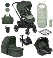 Jane Crosslight + Micro Pro + Koos iSize R1 - 10 Piece Travel System Bundle,  Forest Green