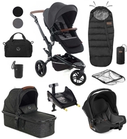 Jane Trider + Micro Pro + Koos iSize R1 - 10 Piece Travel System Bundle,  Cold Black