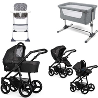 Venicci Soft Edition Black Chassis Essential Travel & Nursery Bundle,  Denim Black