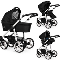 Venicci Soft Edition White Chassis 3-in-1 Travel System,  Black
