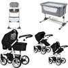 Venicci Soft Edition White Chassis Essential Travel & Nursery Bundle,  Black