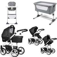 Venicci Soft Edition White Chassis Essential Travel & Nursery Bundle,  Denim Black