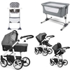Venicci Soft Edition White Chassis Essential Travel & Nursery Bundle,  Denim Grey