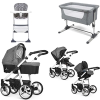 Venicci Soft Edition White Chassis Essential Travel & Nursery Bundle,  Denim Grey