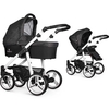 Venicci Soft Edition White Chassis Pram,  Denim Black