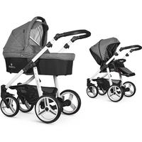 Venicci Soft Edition White Chassis Pram,  Denim Grey