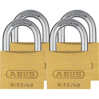 Abus 55 Series Basic Brass Padlock Pack of 4 Keyed Alike 40mm Standard