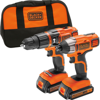 Black & Decker BDCHIM18B 18v Cordless Combi Drill & Impact Driver 2 x 1.5ah Li-ion Charger Bag