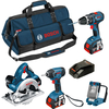 Bosch BAG+4DS 18v Cordless Dynamicseries 4 Piece Power Tool Kit with 3 Li-ion Batteries 4ah & MBAG+