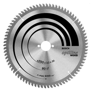 Bosch Optiline Wood Cutting Mitre Saw Blade 254mm 80T 30mm