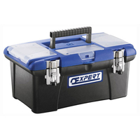 Britool Expert Plastic Lockable Tool Box with Removable Storage Compartments Black / Blue 410mm / 16"