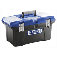 Britool Expert Plastic Lockable Tool Box with Removable Storage Compartments Black / Blue 490mm / 19"