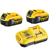 DeWalt 18v XR Cordless Twin Li-ion Battery and Fast Charger Pack 5ah 5ah