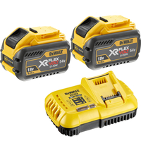 DeWalt 54v XR Cordless FLEXVOLT Twin Li-ion Battery and Fast Charger Pack 9ah 9ah