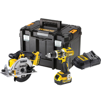DeWalt DCK205M2T 18v Cordless XR Brushless Combi Drill & Circular Saw Kit with 2 Li-ion Batteries 4ah & T Stak Kitbox