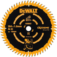 DeWalt DT1670 Circular Saw Blade for Cordless Mitre Saws 184mm x 16mm x 60 Teeth