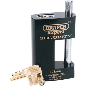 Draper 103mm Expert Quality Heavy Duty Electric Plated Stainless Steel Close Shackle Padlock & 2 Keys With Hardened Steel Shackle
