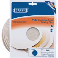 Draper 150mm 240G Aluminium Oxide Sanding Discs White Pack of 5