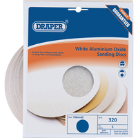 Draper 150mm 320G Aluminium Oxide Sanding Discs White Pack of 5