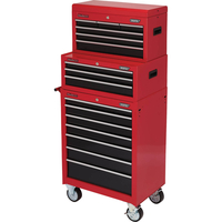 Draper 16 Drawer Combination Roller Cabinet and Tool Chests Red