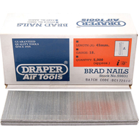 Draper 45mm Brad Nails 18 Gauge Pack of 5000