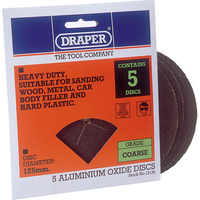 Draper 5 x 125mm Coarse Grade Aluminium Oxide Sanding Discs